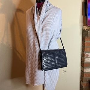 Navy blue leather crossbody bag